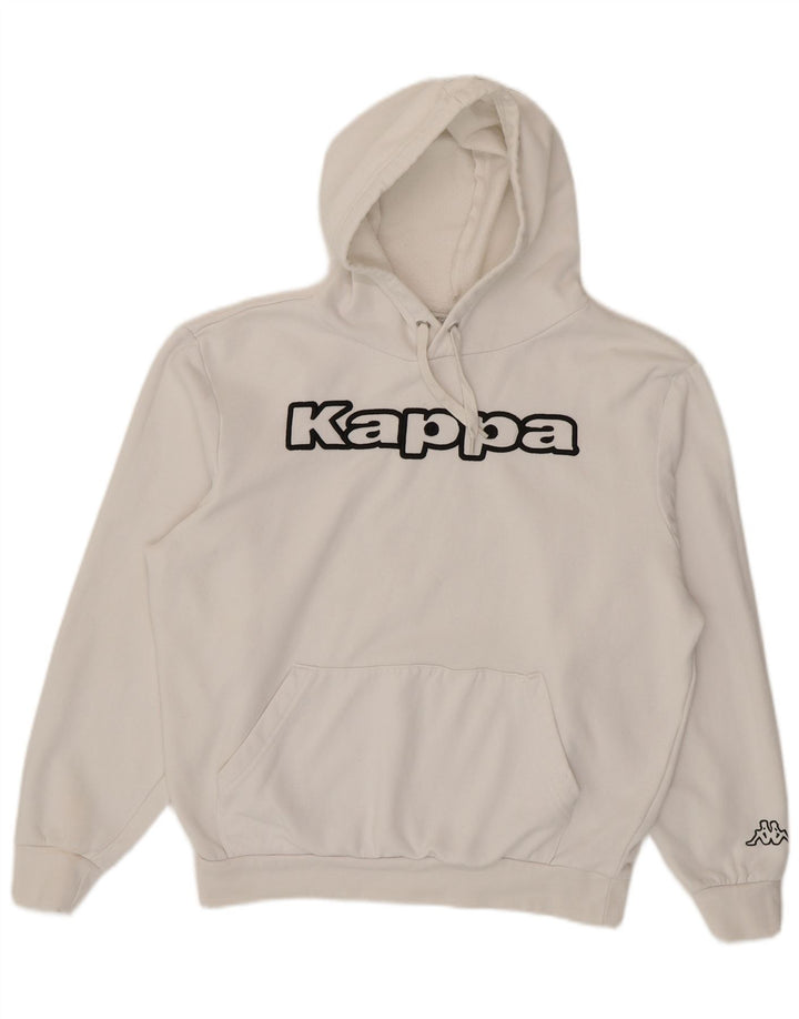 Suéter com capuz gráfico masculino Kappa grande algodão branco