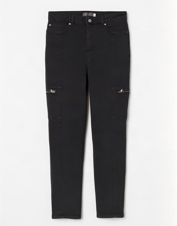 Calça jeans skinny cargo feminina MINT VELVET Reino Unido 12 médio W30 L28 algodão cinza