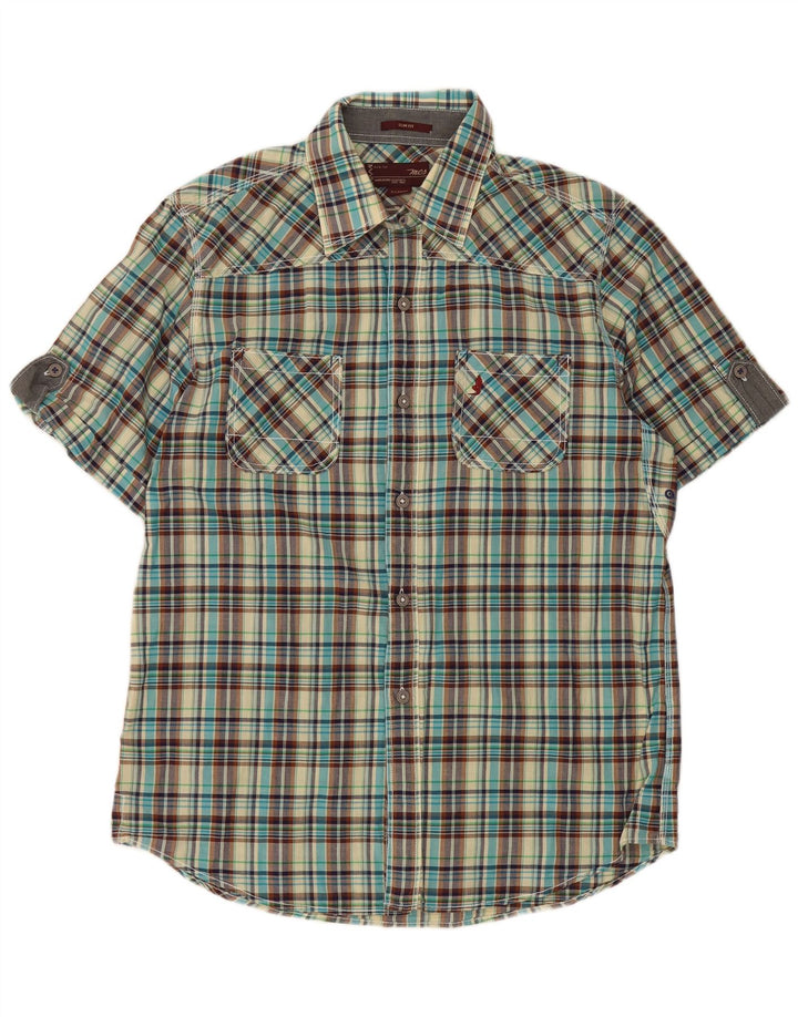 Camisa masculina Marlboro Classics Slim Fit de manga curta XL xadrez multicolorida