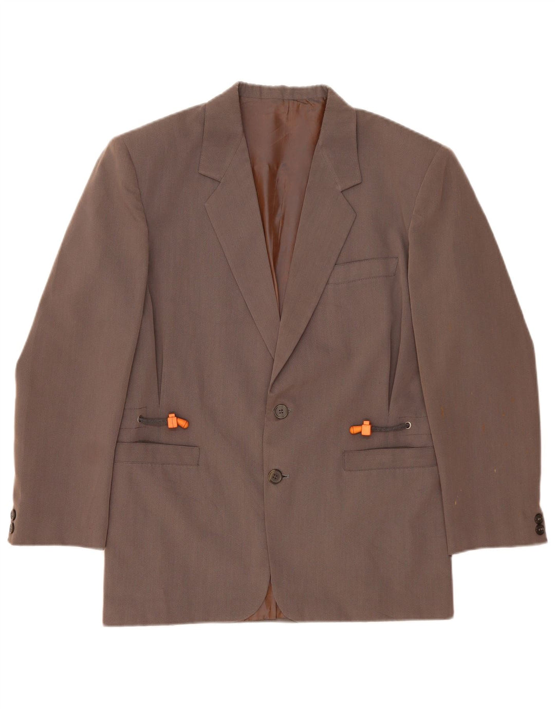 Jaqueta blazer masculina vintage com 2 botões, poliéster cinza pequeno Reino Unido 36