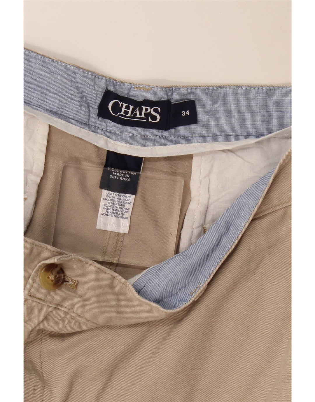 Shorts Chino Masculino CHAPS W34 Grande Algodão Bege