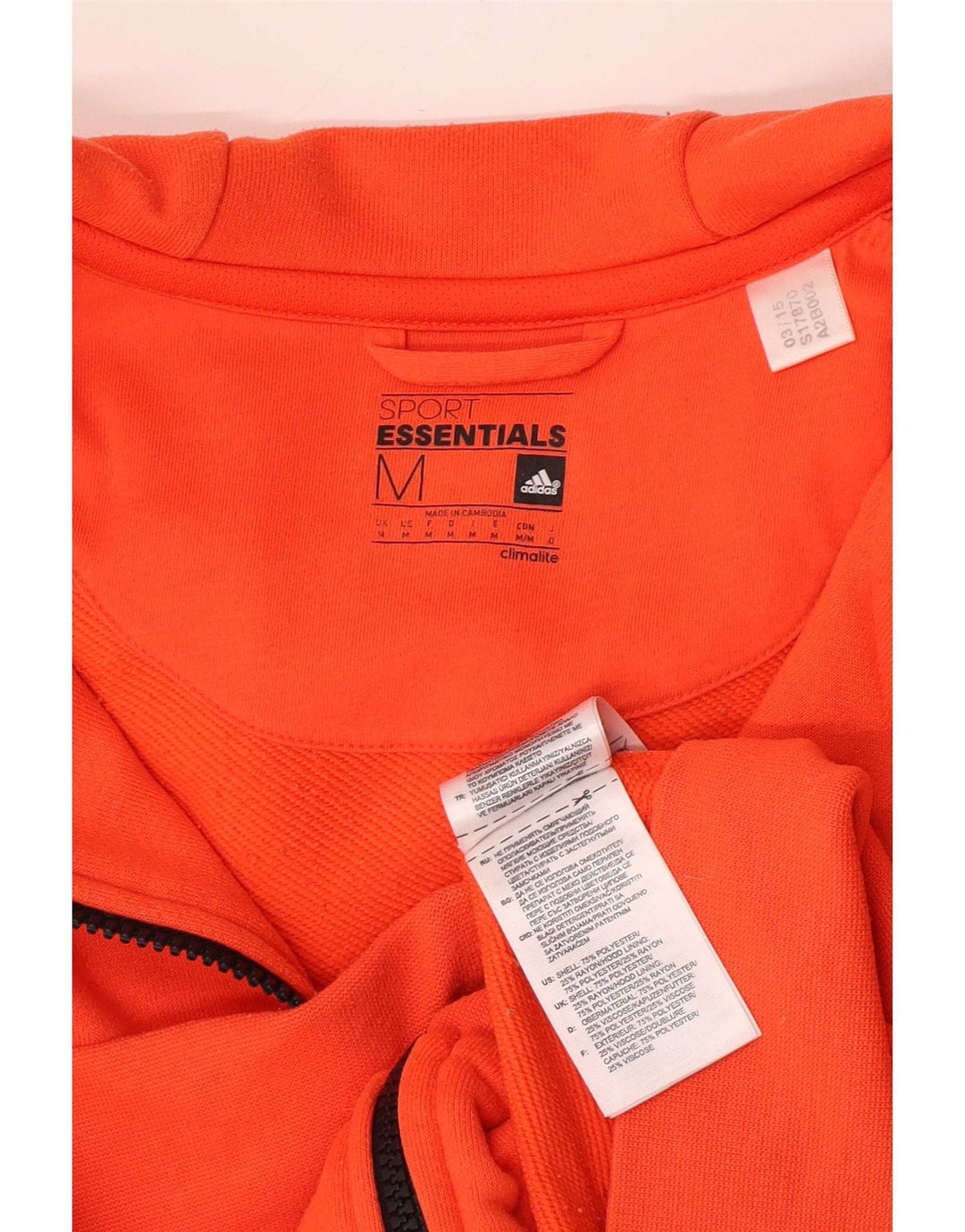 Adidas Mens Zip Hoodie Sweater Médio Laranja Poliéster