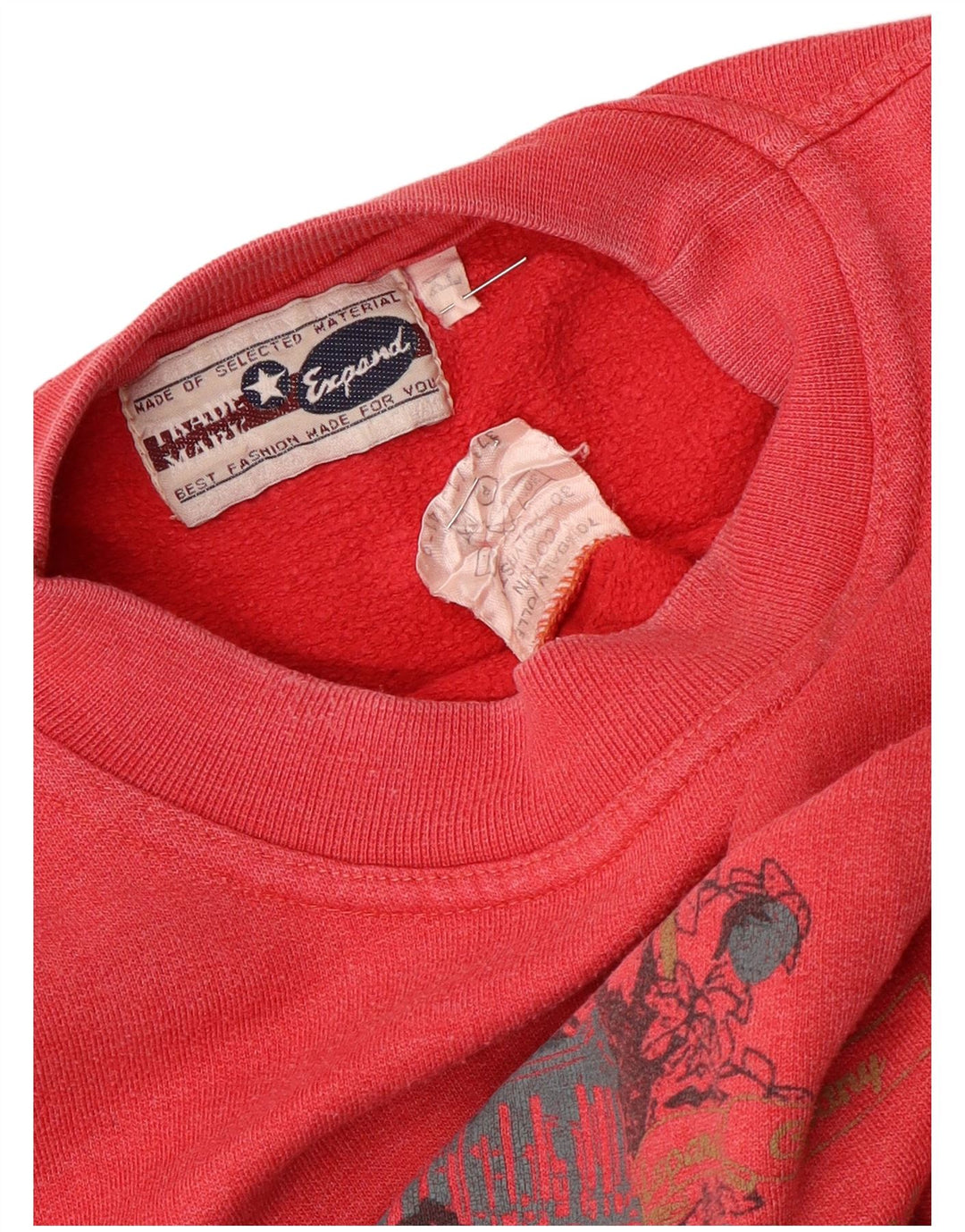 Suéter feminino VINTAGE com estampa oversized UK 18 XL algodão vermelho