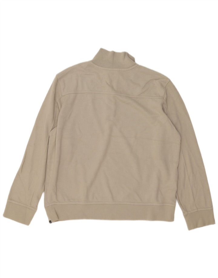 EDDIE BAUER Suéter masculino com zíper e gola XL de algodão bege