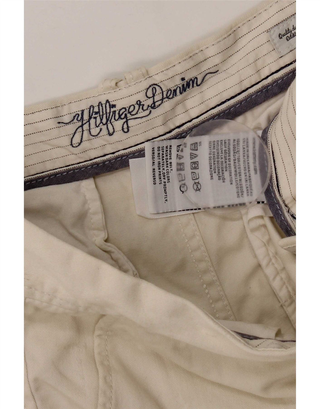 Shorts Chino feminino Tommy Hilfiger W28 algodão bege médio