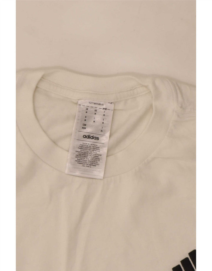 Adidas Mens Camiseta Top Médio Algodão Branco