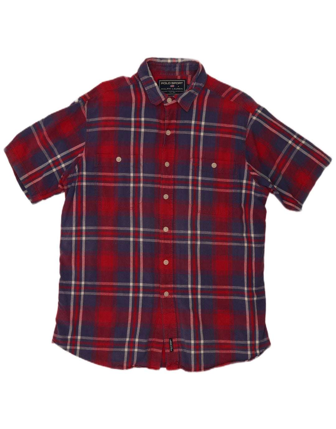 Camisa masculina de manga curta RALPH LAUREN grande algodão xadrez vermelho