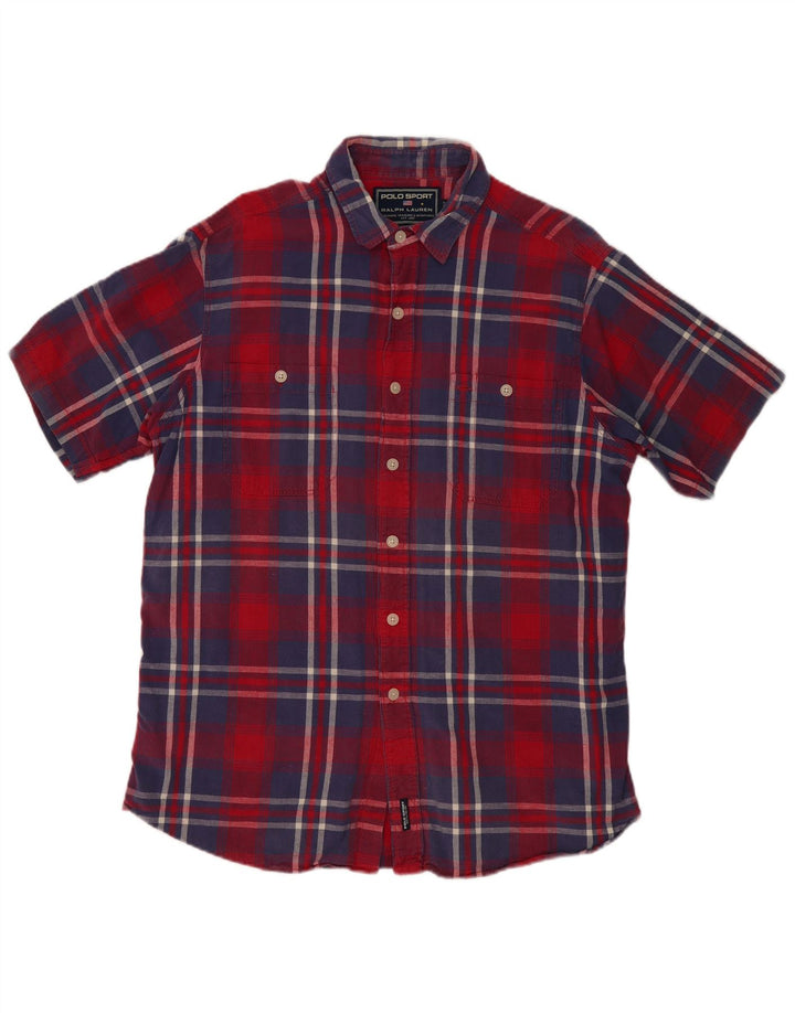 Camisa masculina de manga curta RALPH LAUREN grande algodão xadrez vermelho
