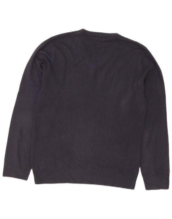 Marks & Spencer Mens Blue Harbour V-Neck Jumper Sweater Small Navy Acrylic