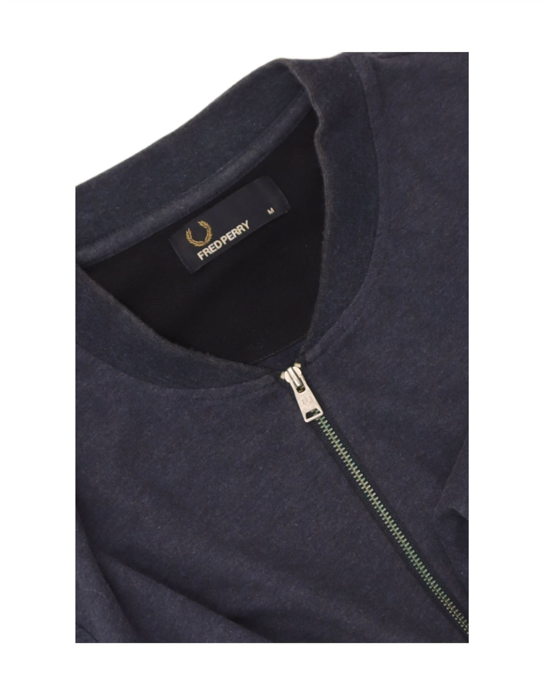 Camiseta masculina Fred Perry com zíper e gola alta listrada azul marinho médio