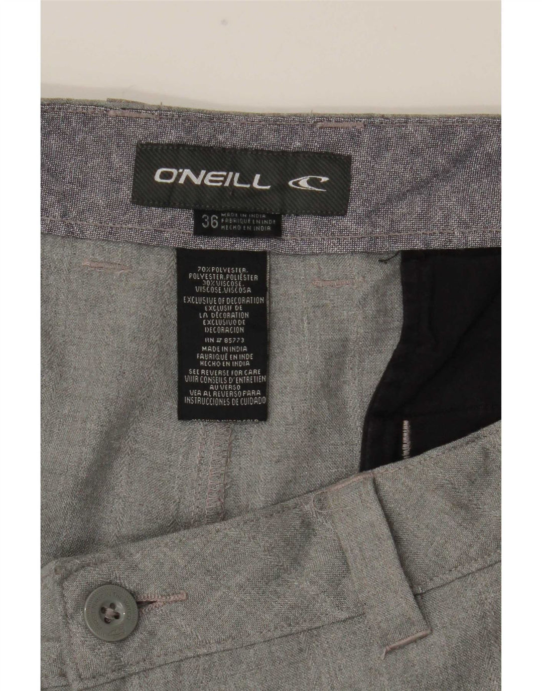 Shorts Chino Masculino O'Neill W36 Poliéster Xadrez Grande Cinza