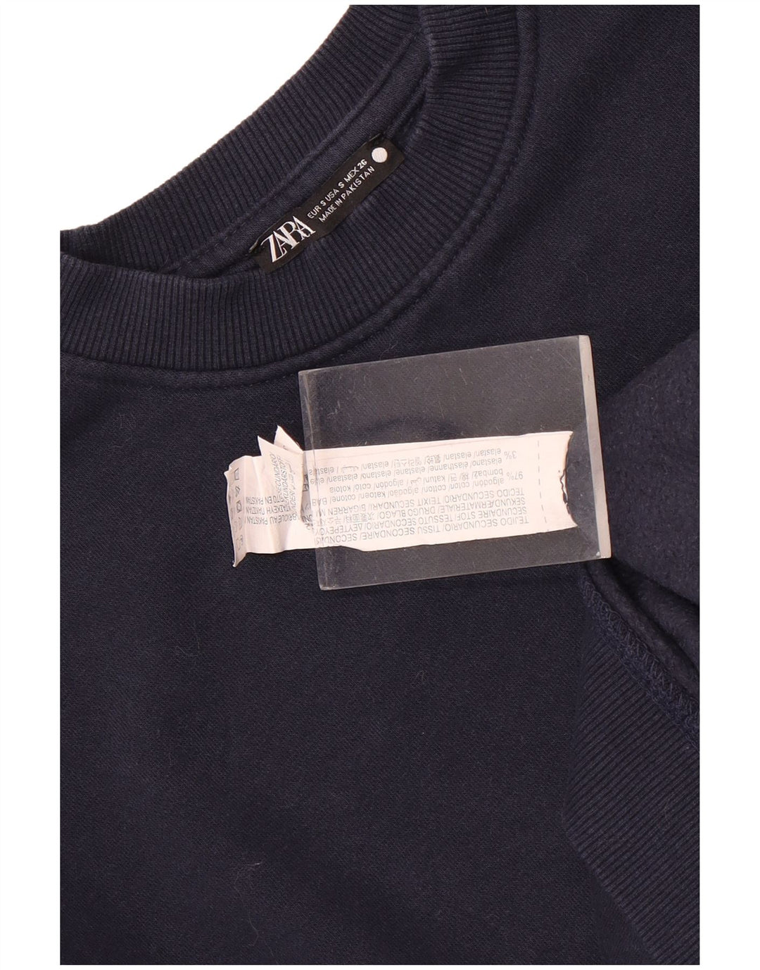 Zara moletom masculino jumper pequeno algodão azul marinho
