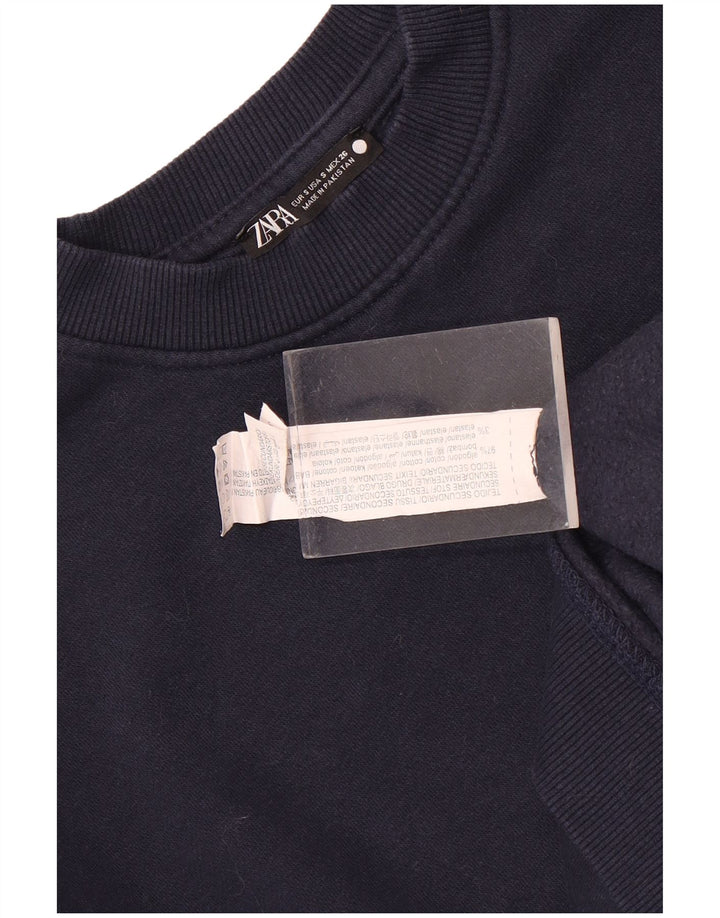 Zara moletom masculino jumper pequeno algodão azul marinho