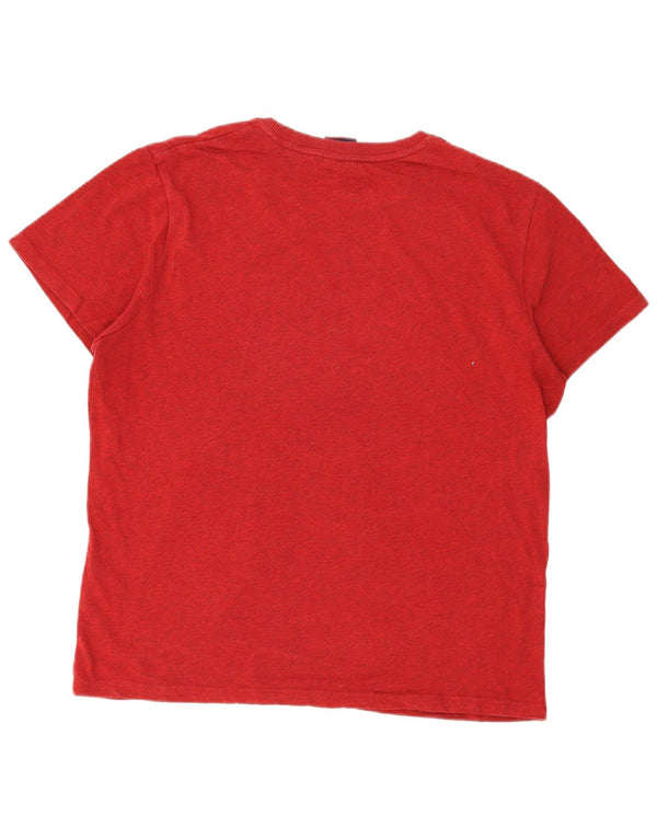 Camiseta gráfica masculina Superdry Top 3XL algodão manchado vermelho