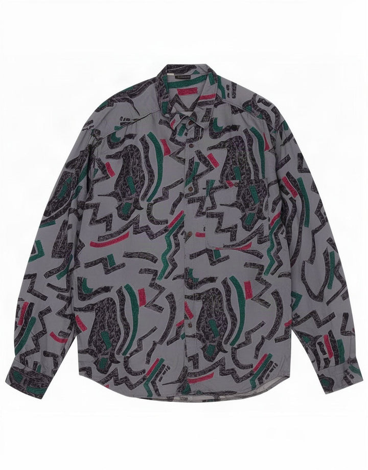 Schoffel Camisa masculina com estampa abstrata XL Acetato cinza
