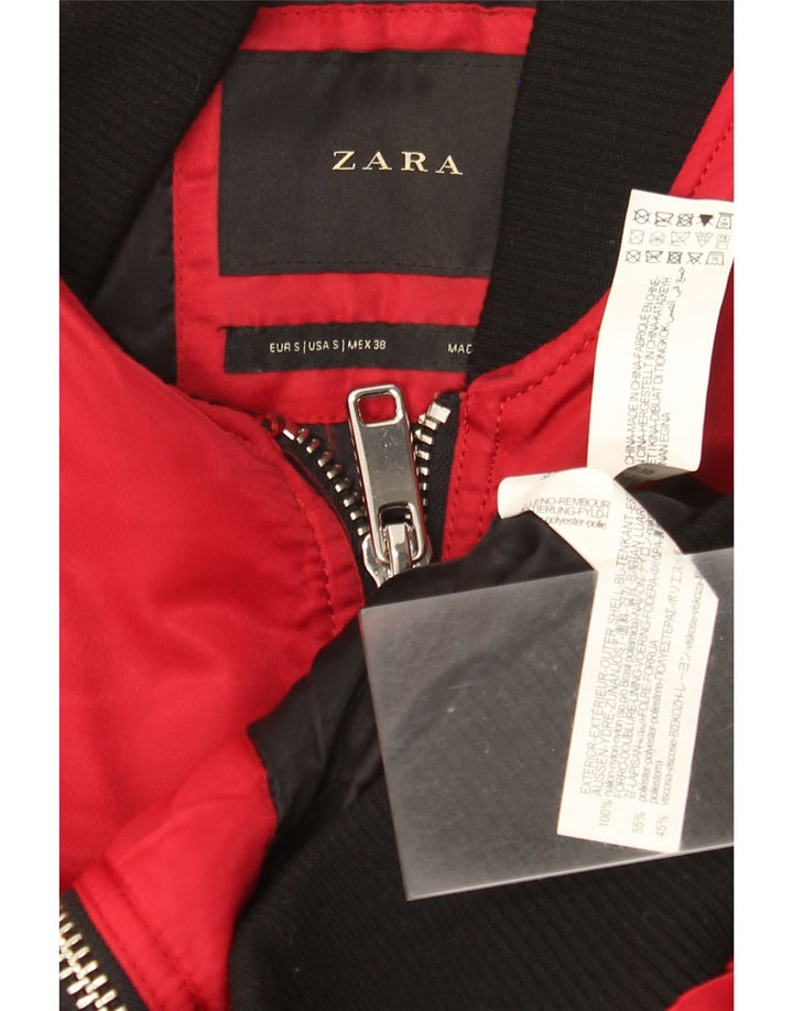 Zara Mens Bomber Jacket UK 36 Pequeno Colorblock Vermelho Nylon
