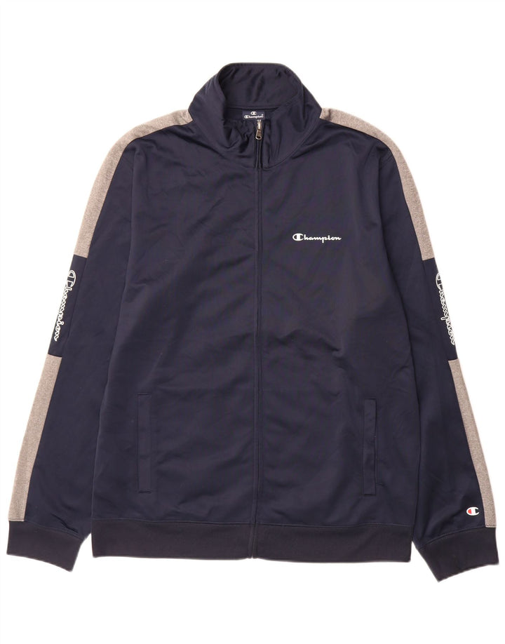 Jaqueta masculina de agasalho gráfico Champion XL azul marinho colorblock