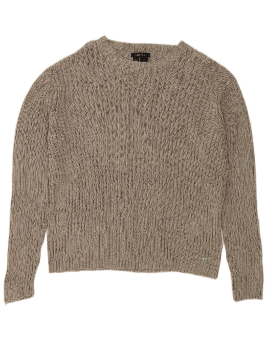 Suéter feminino DKNY com gola canoa Reino Unido 16 grande algodão cinza