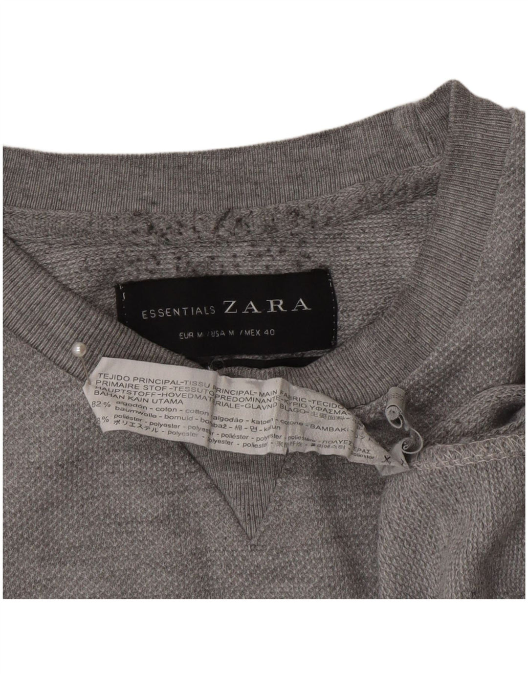 Zara Moletom Masculino Jumper Médio Cinza Algodão