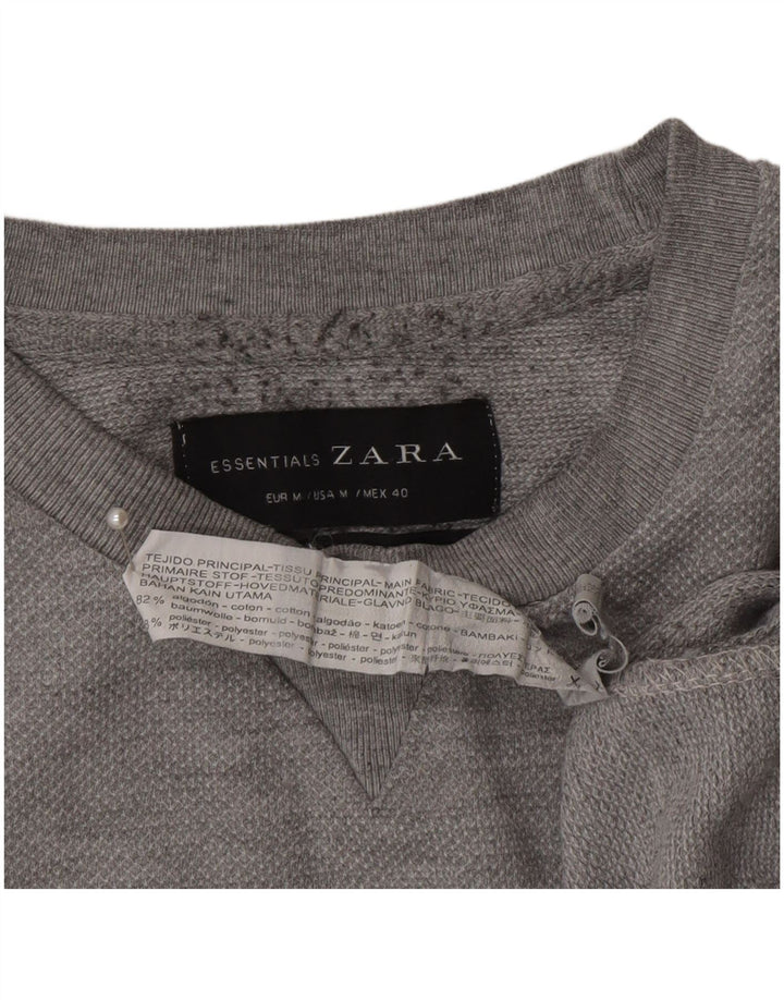 Zara Moletom Masculino Jumper Médio Cinza Algodão