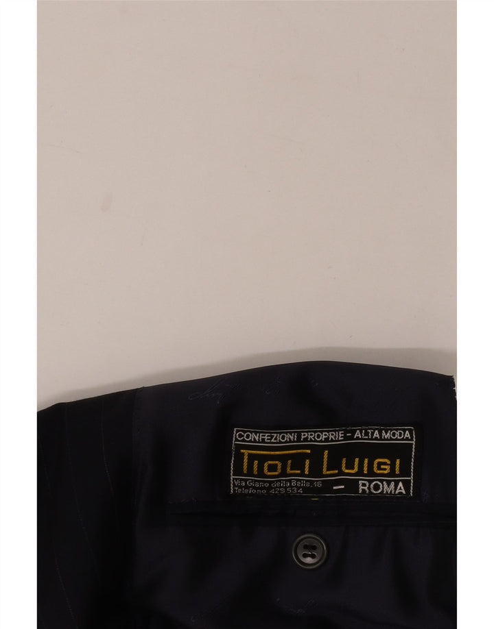 Jaqueta blazer masculina vintage com 2 botões Reino Unido 40 listras azuis marinho grandes