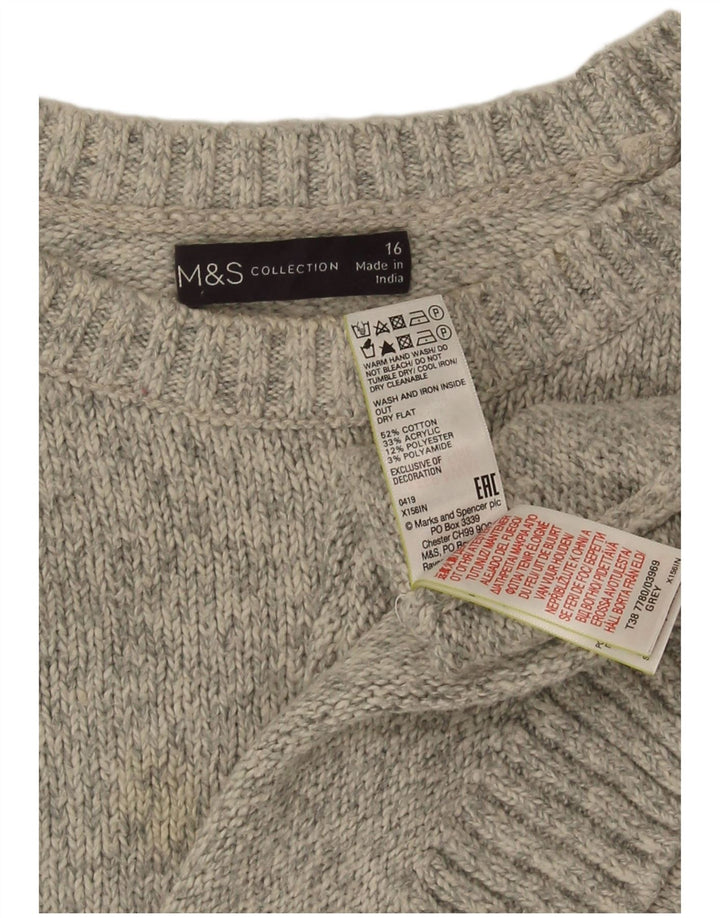 Suéter feminino Marks & Spencer com gola redonda Reino Unido 16 grande cinza manchado
