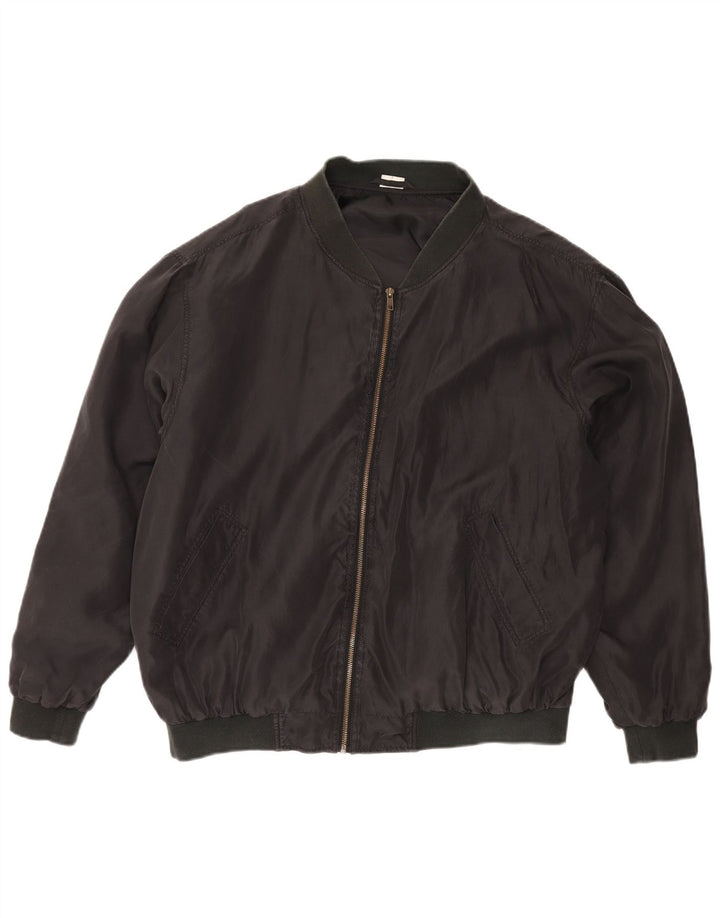 Jaqueta bomber masculina vintage UK 42 XL seda preta