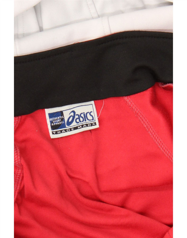 Suéter masculino com capuz Asics Zip médio listrado vermelho esportivo