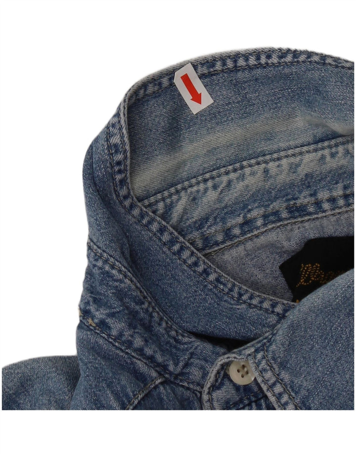 Camisa jeans masculina Wrangler XL azul algodão