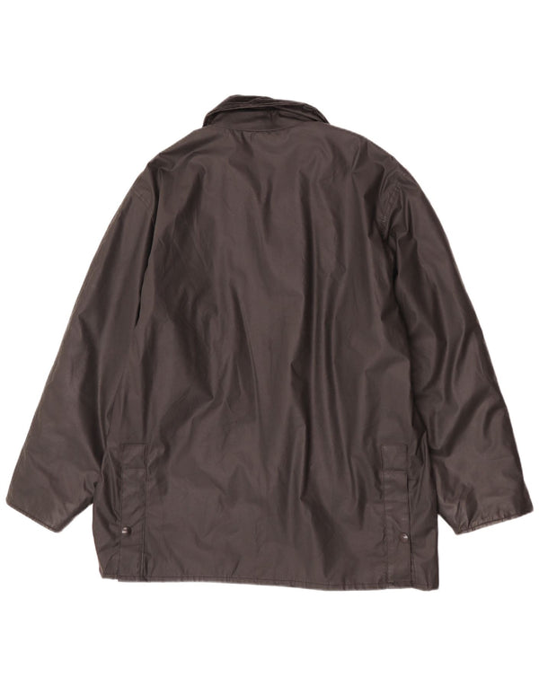 Jaqueta masculina vintage de algodão encerado UK 38 médio preto
