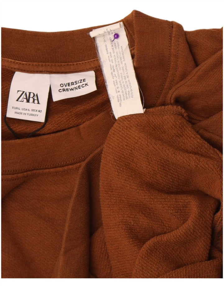 Zara moletom masculino oversized jumper grande algodão marrom