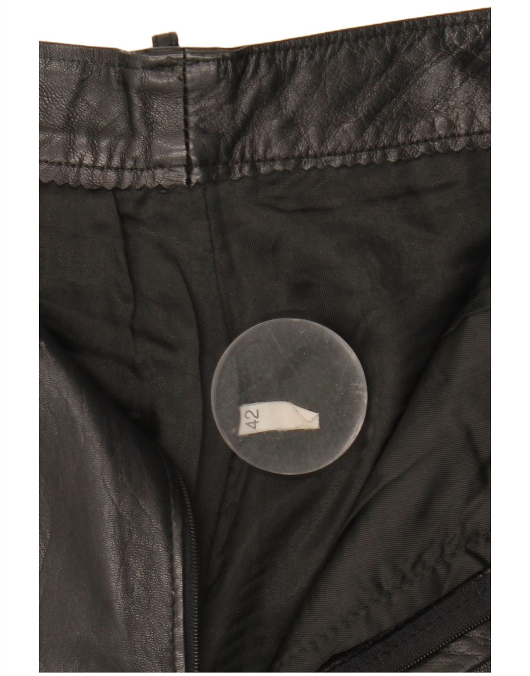 Calça feminina vintage de couro reto IT 42 médio W27 L25 preta