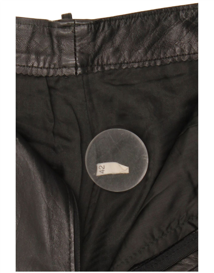 Calça feminina vintage de couro reto IT 42 médio W27 L25 preta