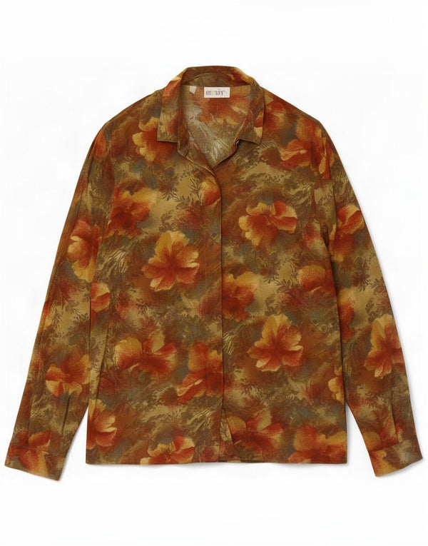 Blusa feminina vintage UK 14 média floral multicolorida