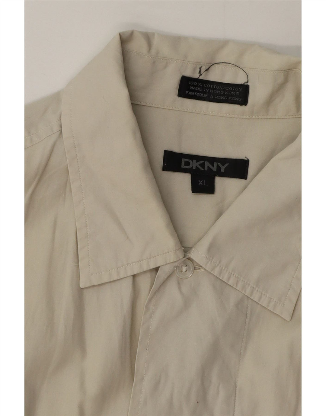 Camisa masculina de manga curta Dkny XL bege algodão