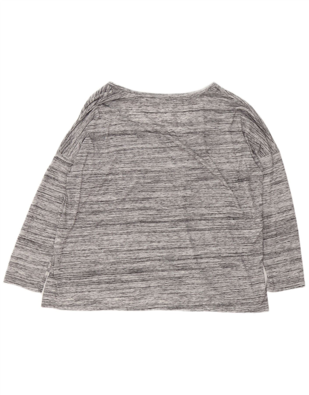 Zara Top feminino oversized manga comprida UK 14 poliéster manchado cinza médio