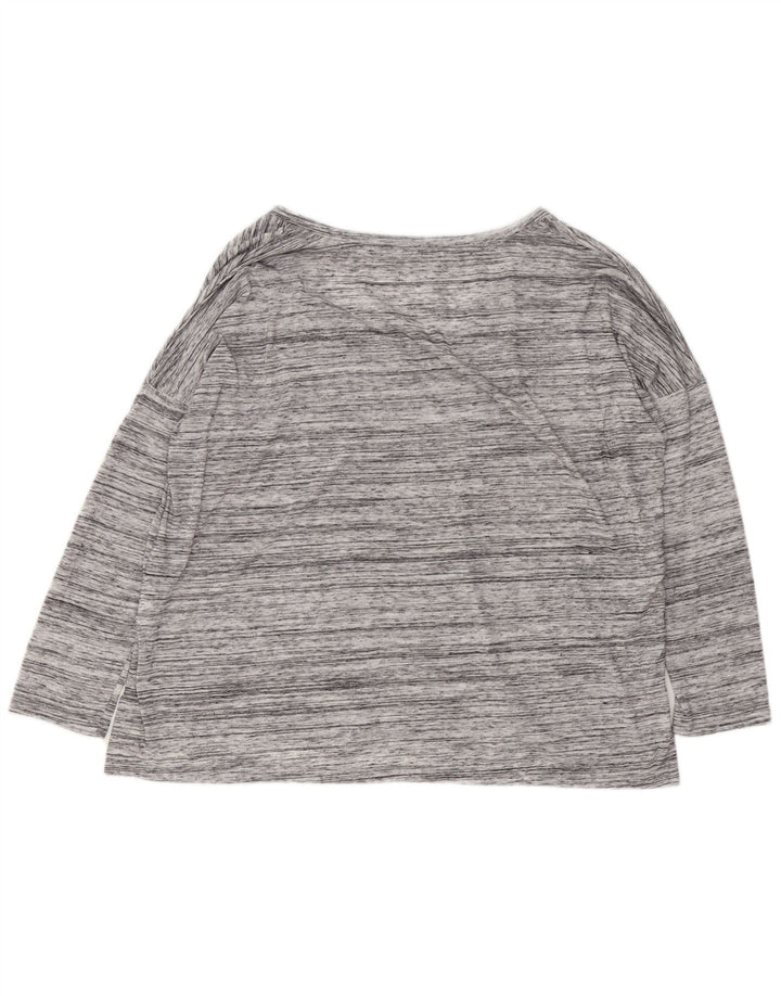 Zara Top feminino oversized manga comprida UK 14 poliéster manchado cinza médio