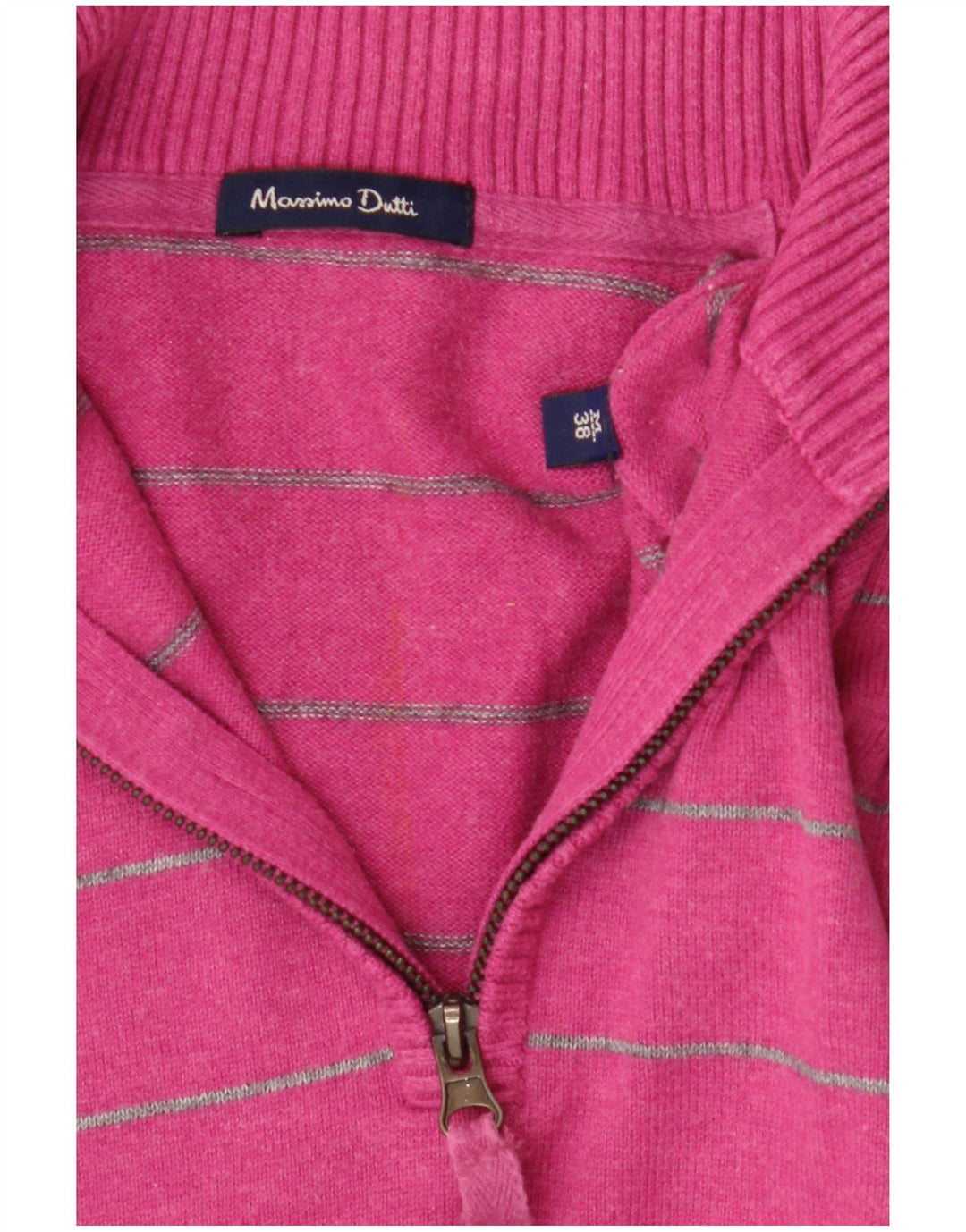 Suéter feminino Massimo Dutti com zíper e gola EU 38 listrado rosa médio