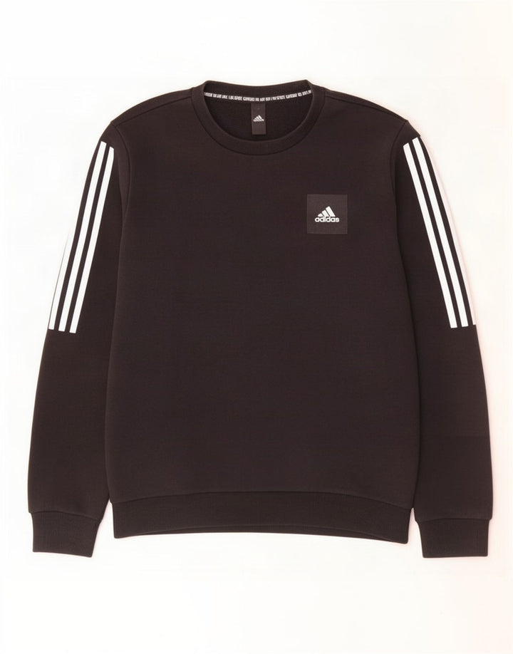 Adidas Mens Moletom Jumper Pequeno Algodão Preto