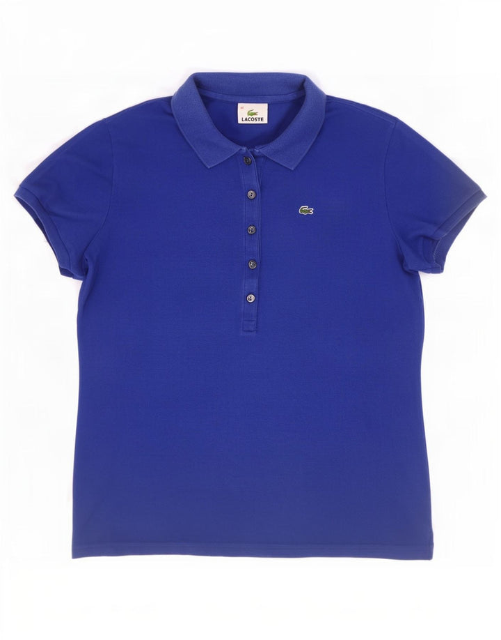 Camisa polo feminina Lacoste tamanho 40 algodão azul médio