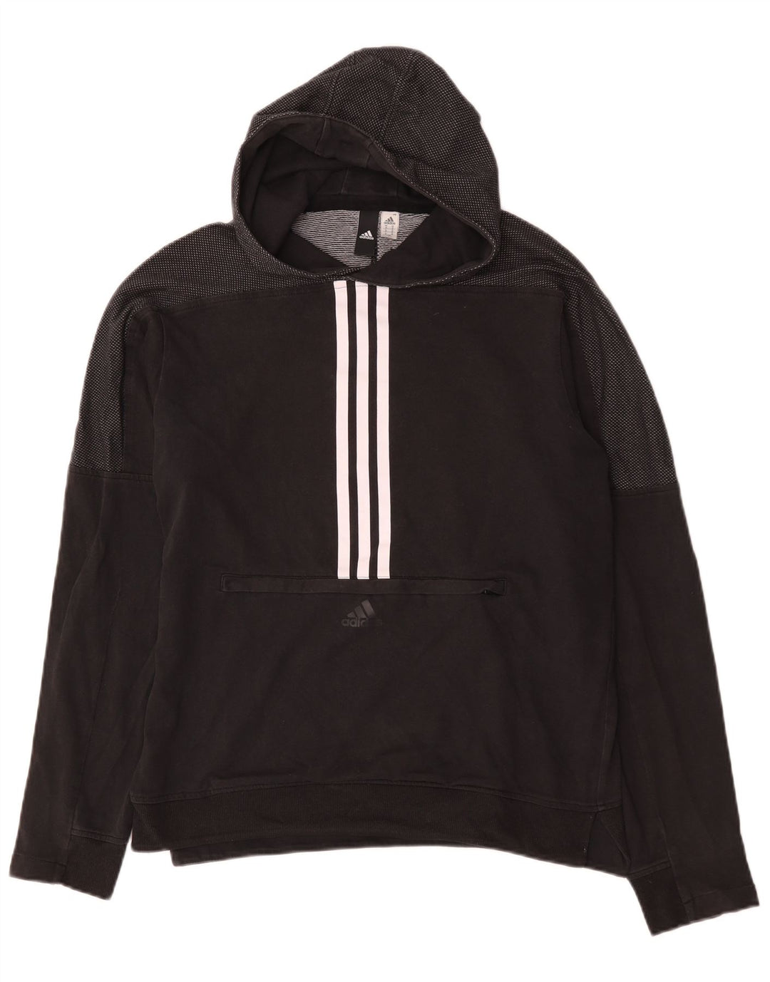 Adidas Mens Hoodie Jumper Médio Algodão Preto