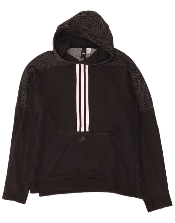 Adidas Mens Hoodie Jumper Médio Algodão Preto