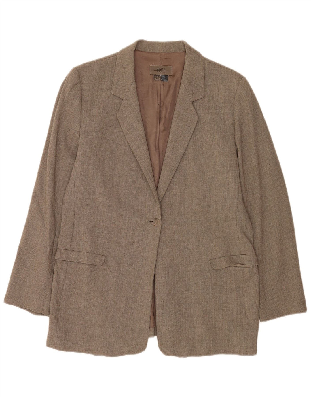 Jaqueta blazer feminina Zara com 1 botão EU 44 XL lã marrom