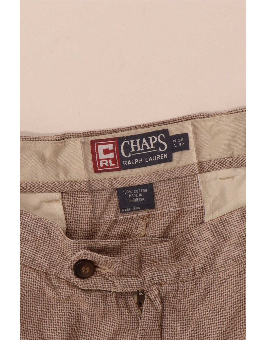 Calças masculinas Ralph Lauren com pegged suit W36 L32 marrom Houndstooth