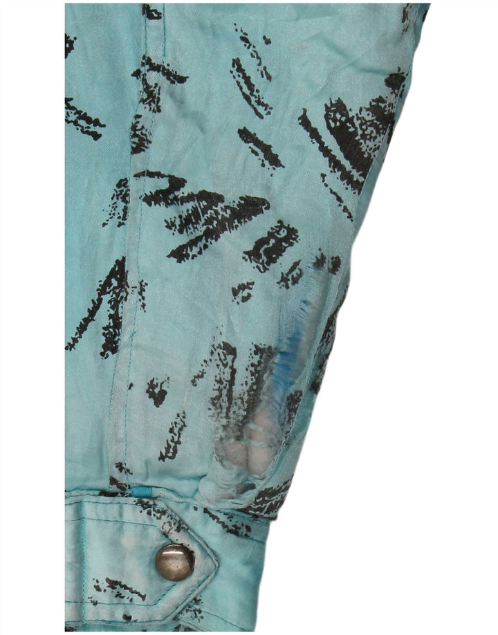 Jaqueta corta-vento masculina vintage com padrão abstrato Reino Unido 36 azul pequeno
