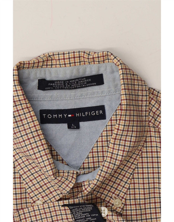 Camisa masculina de manga curta Tommy Hilfiger grande algodão xadrez multicolorido