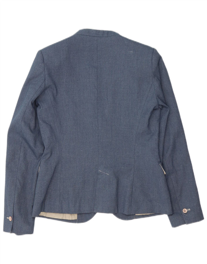 Jaqueta blazer feminina Zara com 1 botão EU 38 poliéster azul médio