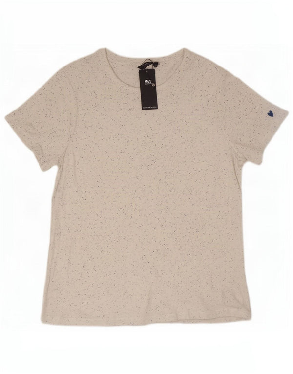 Camiseta feminina Marks & Spencer UK 18 XL branca manchada de viscose