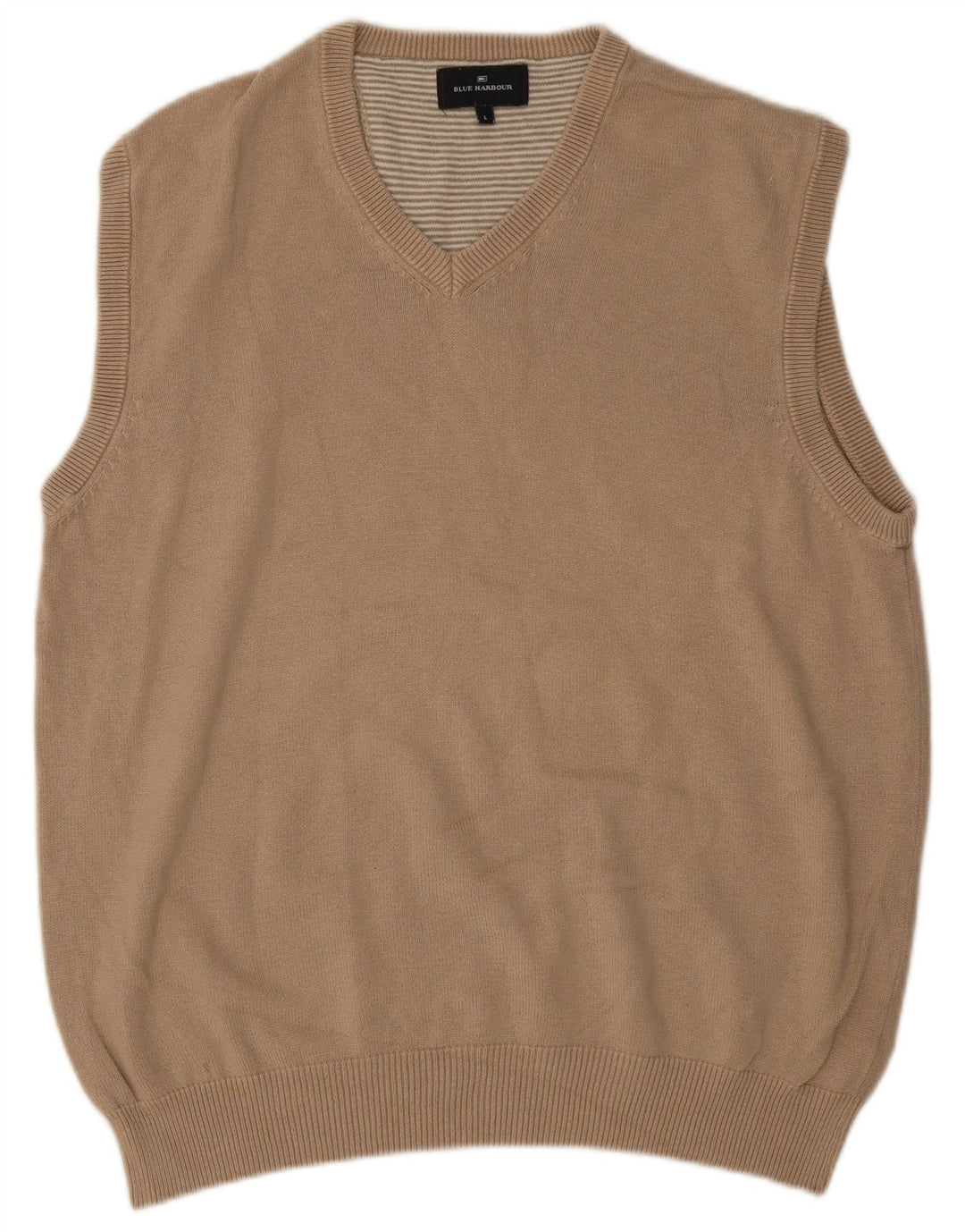 Regata masculina Marks & Spencer Blue Harbour Vest grande algodão bege