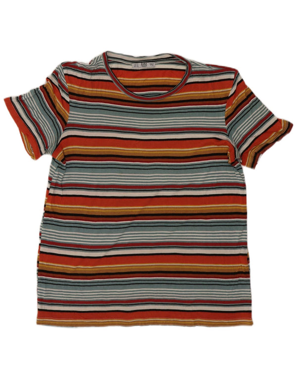 Camiseta feminina Zara UK 12 média listrada multicolorida viscose